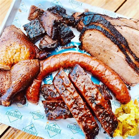Crossbuck bbq - Order The Big Boy Plate online from Crossbuck BBQ. 2 Full Portions of Meat (over 1 lb), Choice of two sides, bread and condiments to-go available in the restaurant.